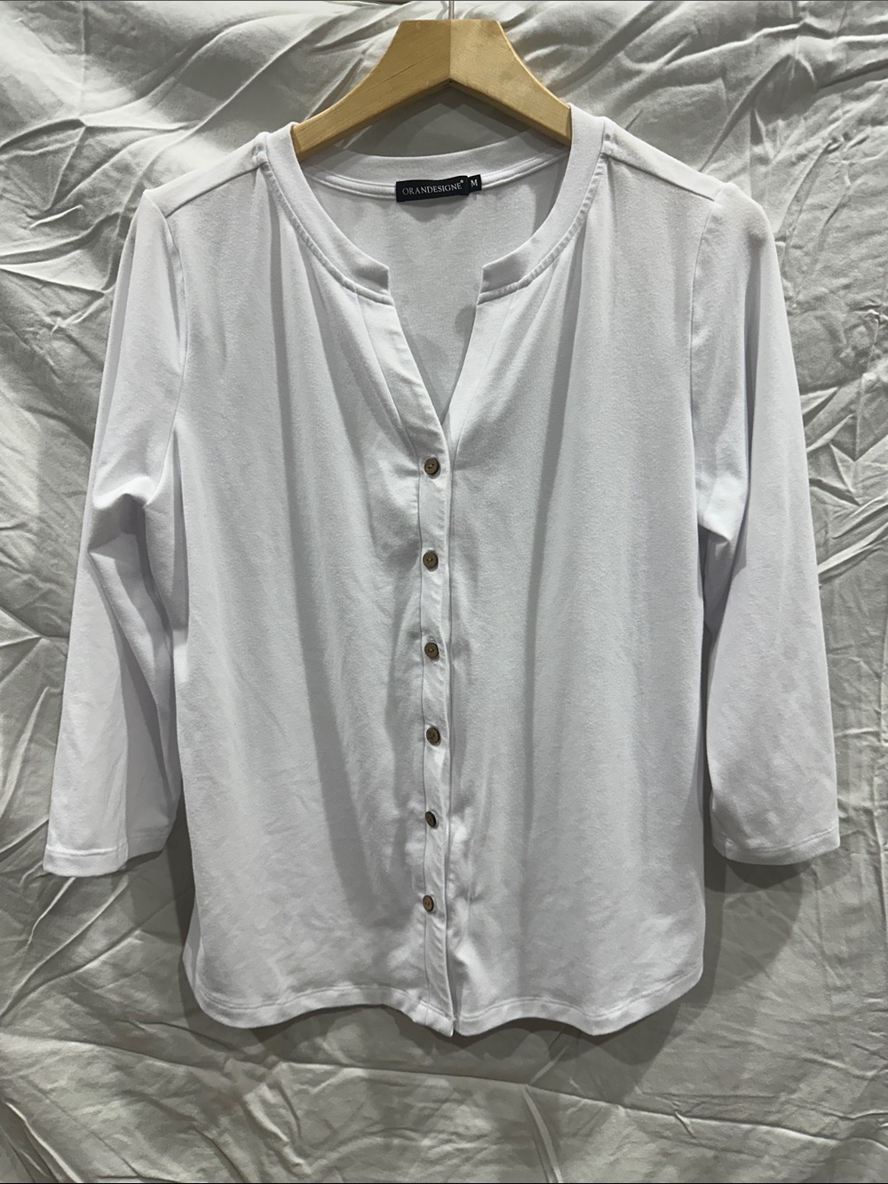 White Button-Front Women’s Top